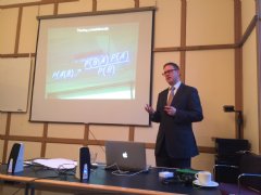 Guest speaker Andrew Marritt, founder of OrganizationView, discusses the utilization of algorithms to predict behavior.