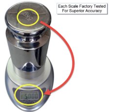 Kitchen-Classics Digital Kitchen Scales are Factory Tested For Superior Accuracy. Look at the 5KG testing weight on the scale and notice the 5000 oz.