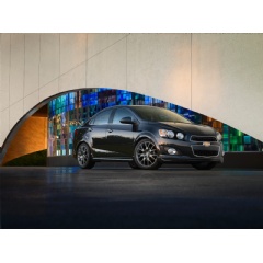 Sonic Dusk features ground effects, a rear spoiler and large, 18-inch aluminum wheels with a Pearl Nickel finish. Sophisticated touches, like the Mojave leather-appointed interior, lend the Ashen Grey Sonic Dusk a refined, contemporary aesthetic.