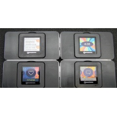 SMI Mirasol Displays (1.6” diagonal, 343 ppi) illuminated only by average office (fluorescent) ambient light. Content shown is refreshed at 60Hz. Frame rate is variable between 1-120 Hz.