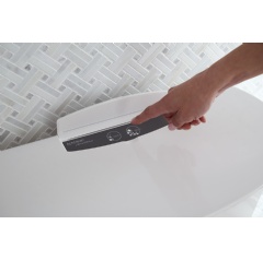 At the press of a button, the new ActiClean self-cleaning toilet from American Standard scours the bowl from top to bottom with cleaning fluid, using the power of the brand-exclusive VorMax flush to deliver a sparkling clean toilet.