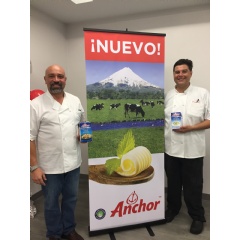 Two local chefs trying out Fonterras Anchor cream products.