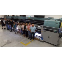 Alex Cachia, far right, and his team alongside the five meter (197