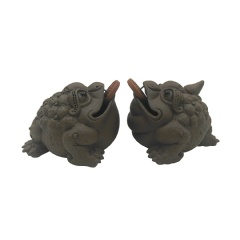 NimaTea Chinese Tea Pet Lucky Toad Set (Male and Female Money Toads)