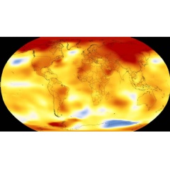 Shown here are 2017 global temperature data: higher than normal temperatures are shown in red, lower than normal temperatures are shown in blue.
Credits: NASA�s Scientific Visualization Studio