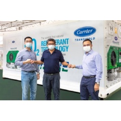 This new 20-foot container refrigerated by a NaturaLINE� unit from Carrier Transicold will help Willing Hearts, a soup kitchen in Singapore, to receive a greater quantity of wholesome perishable food contributions... (see complete caption below)
