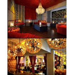 Barton used Maxim Lightings Chantilly collection to glamorize the top floor of this beautiful estate and decorated the dining area using ET2s stunni