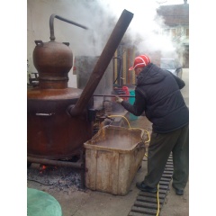 Making apple brandy in Serbia