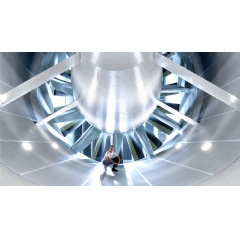 Inside the new Wind Tunnel Efficiency Center: The fan of the new aerodynamic/aeroacoustic wind tunnel has diameter of eight meters.
