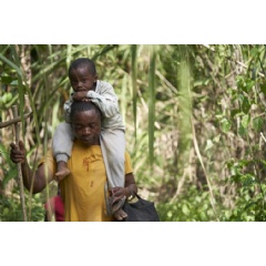 © UNICEF/UNI308584/Urdaneta
Romeu Mauricio and his son Jetfro (3) crossing the Darien dividing Colombia and Panama.