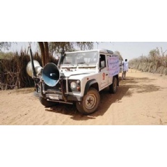 In North Darfur, Save the Children uses mobile loudspeakers and local radios to raise awareness of COVID-19 prevention measures. Credit: Save the Children.