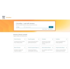 The enhanced ClinicalKey homepage features a clean interface and an easy-to-use search engine to help physicians quickly access medical resources.
