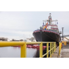 The 25th Littoral Combat Ship, the future USS Marinette, was christened by ship sponsor, the Honorable Jennifer Granholm in Marinette, Wisconsin, on Saturday, November 20, 2021.
