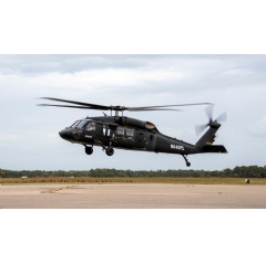 The first-of-type S-70M Black Hawk helicopter departs from the Sikorsky Training Academy in Florida Nov. 18 having received the FAA’s Certificate of Airworthiness.