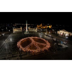 Peace Sign in Heroes� Square, Budapest to Protest Against The War