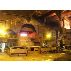 Charging of the new LD converter at ArcelorMittal’s steel plant in Gent during first heat.