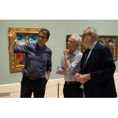The Nobel laureate in 2003, John Maxwell Coetzee, visits the Museo del Prado’s permanent collection, accompanied by Miguel Falomir, the Director, and Alejandro Vergara, Chief Curator of Flemish Painting (see complete caption below)
