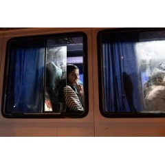 WHO
One of the patients evacuated from Gaza to UAE on 30 July 2024 waves from the bus.