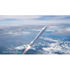 A rendering of Northrop Grumman’s new ICBM target design, which replaces the vehicle’s heritage Trident 1 C4 first stage motor with the SR119 solid rocket motor. (Credit: Northrop Grumman)