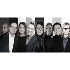 (L-R) Moses Babatope, Michael Barker, Arianna Bocco, Janet Brown, Diana Bustamante Escobar, Vicki Dobbs Beck, Jeongin Hong, and Laura Michalchyshyn