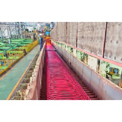 Hot coil on the Morgan Stelmor Cooling Conveyor from Primetals Technologies at Jiangsu Shagang�s line No.3.