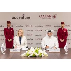 From left to right, Engr. Badr Mohammed Al-Meer, Qatar Airways’ Group CEO, Julie Sweet, Accenture Chair and Chief Executive Officer.