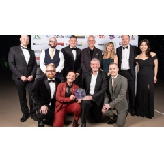The Greatest Gathering Organising Committee celebrate after securing a Project Team Award at the RailStaff Awards 2025 presented by Innes Murray, Operations Manager at BTTC (far left)