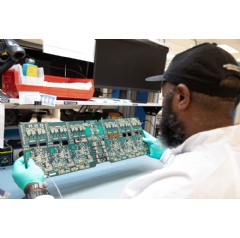 Northrop Grumman�s Space Autoline Technologies (SALT) center in Elkridge utilizes a digitally integrated manufacturing environment to produce hardware for payload component assembly. (Photo Credit: Northrop Grumman)