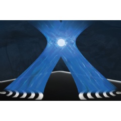 Researchers developed a photonic chip that incorporates precisely designed antennas to manipulate beams of tightly focused, intersecting light, which can rapidly cool a quantum computing system (see complete caption below)