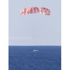 NASA�s Orion spacecraft with Artemis II crewmembers NASA astronauts Reid Wiseman, commander; Victor Glover, pilot; Christina Koch, mission specialist; and CSA (Canadian Space Agency)(see complete caption below)
