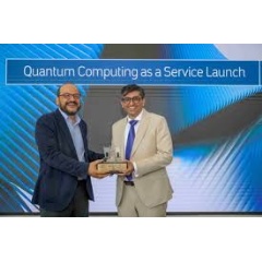 Aramco Executive Vice President of Technology and Innovation, Ahmad O. Al Khowaiter and Pasqal CEO, Wasiq Bokhari, at the launch of Saudi Arabia’s first Quantum Computer (see complete caption below)