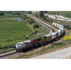 Northrop Grumman�s twin solid rocket booster segments enroute to Kennedy Space Center. (Photo Credit: Northrop Grumman)