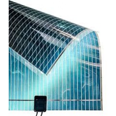 Brilliant Matters produces advanced, eco-friendly organic semiconductor materials used to manufacture lightweight, flexible, and semi-transparent Organic Photovoltaic (OPV) panels. (see complete caption below)