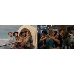 Left: Crosby Fitzgerald, Alice Halsey, Luke Bracey and Skywalker Hughes in ’Little House on the Prairie.’ (Credit: Eric Zachanowich/Netflix © 2026)
Right: Noah LaLonde and Nikki Rodriguez in ’My Life with the Walter Boys (see complete caption below)