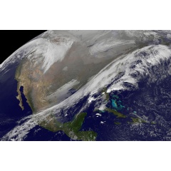 This NOAA’s GOES satellite infrared image taken on Nov. 25 at 11:45 UTC (6:45 a.m. EST) shows two main weather systems over the U.S.
Image Credit: NASA/NOAA GOES Project