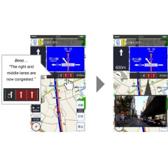 Smartphone screen images of Lane-specific traffic-congestion information