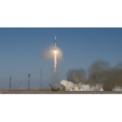 Expedition 54 crew members Scott Tingle of NASA, Anton Shkaplerov of the Russian space agency Roscosmos, and Norishige Kanai of the Japan Aerospace Exploration Agency launched to the International Space Station. Credits: NASA/Joel Kowsky