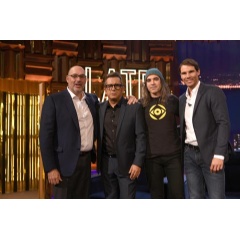 From left to right: Emilio Gayo, President of Telefónica España; Andreu Buenafuente, host of Late Motiv; Chema Alonso, Chief Data Officer of Telefónica; and Rafa Nadal, ambassador of Telefónica.