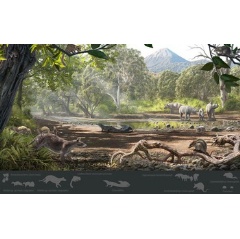 Reconstruction of the Eocene paleoenvironment of the Pontide terrane in Turkey, where the new marsupial fossils were found.
Credit: Oscar Sanisidro, University of Kansas