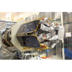 NASA’s Ionospheric Connection Explorer (ICON) is attached to the Northrop Grumman Pegasus XL rocket inside Building 1555 at Vandenberg Air Force Base in California.
Credits: NASA/Randy Beaudoin