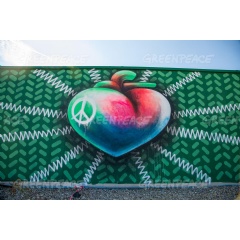 Swiss Street Art duo QueenKong paints above the roofs of Zurich
Credit:
 Emanuel Bchler / QueenKong / Greenpeace