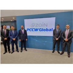(L to R) Mohamed Saro, SVP Technology, ZGC; Kamil Hilali, CEO of ZGC; Eng. Sultan Bin Abdulaziz Al-Deghaither, CEO of Zain KSA; Marc Halbfinger, PCCW Global CEO; Sameh Sobhy, PCCW Global, MD Middle East, Turkey and Africa