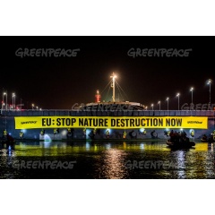Greenpeace blocks soy ship in IJmuiden lock
Credit:
© Marten van Dijl / Greenpeace