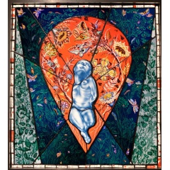 Judith Schaechter, “The Life Ecstatic”
Stained Glass Lightbox, 31 x 29 x 4 inches / 79 x 74 x 10 cm
Courtesy of Claire Oliver Gallery.