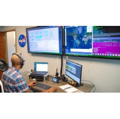 NASA Stennis Autonomous Systems Laboratory Project Engineer Travis Martin monitors successful data delivery from the center�s ASTRA payload aboard the orbiting Sidus Space LizzieSat-1 satellite.
NASA/Danny Nowlin