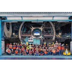 Group photo of the NSF-DOE Vera C. Rubin Observatory team before installing the LSST Camera.
Credit: NSF-DOE Rubin Observatory/A. Pizarro D.