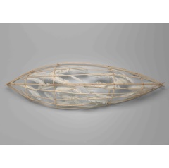 Truman Lowe (Ho-Chunk, 1944�2019), Feather Canoe, ca. 1993. Peeled willow saplings, feathers, copper wire, 22 x 74 x 12 in. National Museum of the American Indian 41/6541