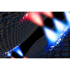 Artistic rendering of fractional excitons. A Brown University study finds that new quantum particles form by pairing quasiparticles that carry fractional charges.
Credit: Courtesy of Jia Li/Brown University