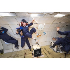 The Aurelia team has annual zero-gravity flights that Ariel Ekblaw says are equal part research missions, workforce training, and inspiration for the next generation of space enthusiasts.
Credit: Courtesy of Aurelia
