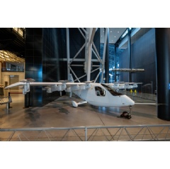 The Wisk Gen 3 aircraft on display at the National Air and Space Museums Steven F. Udvar-Hazy Center.